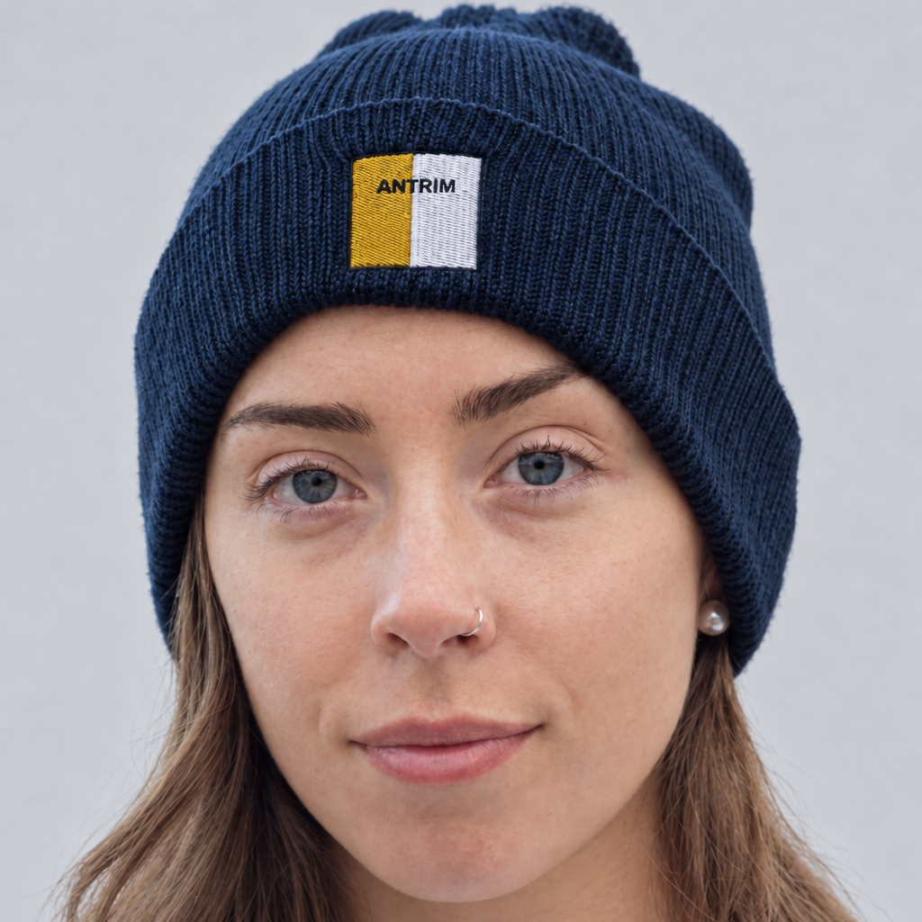 Antrim Irish Beanie | Embroidered Organic Cotton | Irish Counties Collection