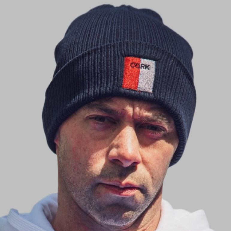 Embroidered Cork Organic Beanie - 100% organic cotton - Irish Counties Collection