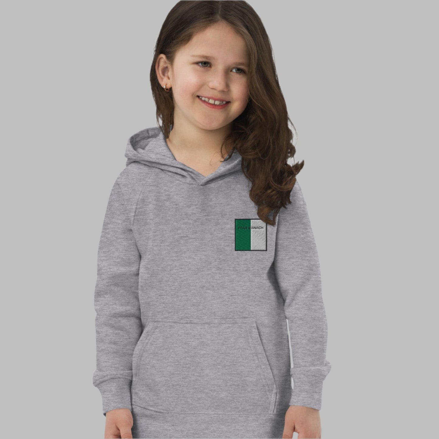 Embroidered Fear Manach Child Eco Hoodie - Irish Counties Collection