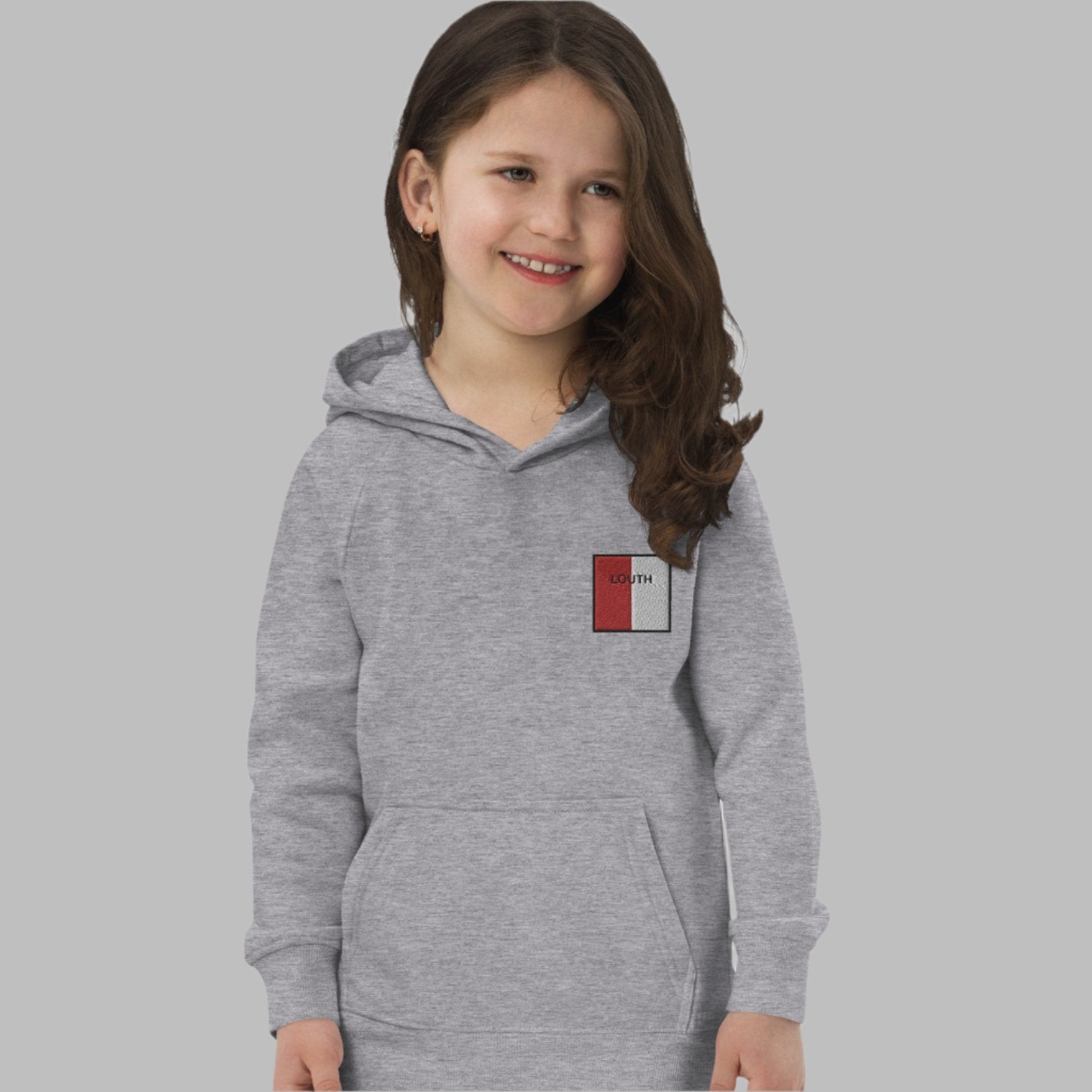 Embroidered Louth Child Eco Hoodie - Irish Counties Collection