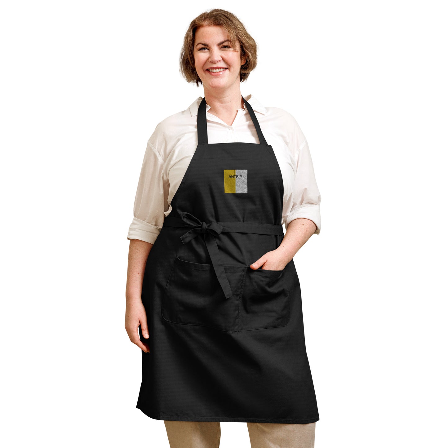 Embroidered Antrim Apron - 100% organic cotton - Irish Counties Collection