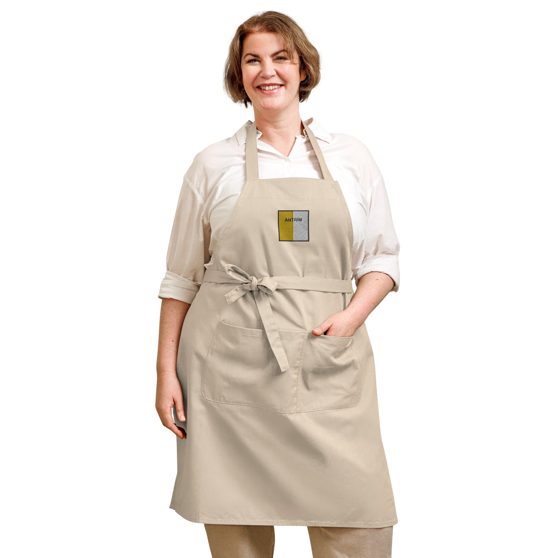 Embroidered Antrim Apron - 100% organic cotton - Irish Counties Collection