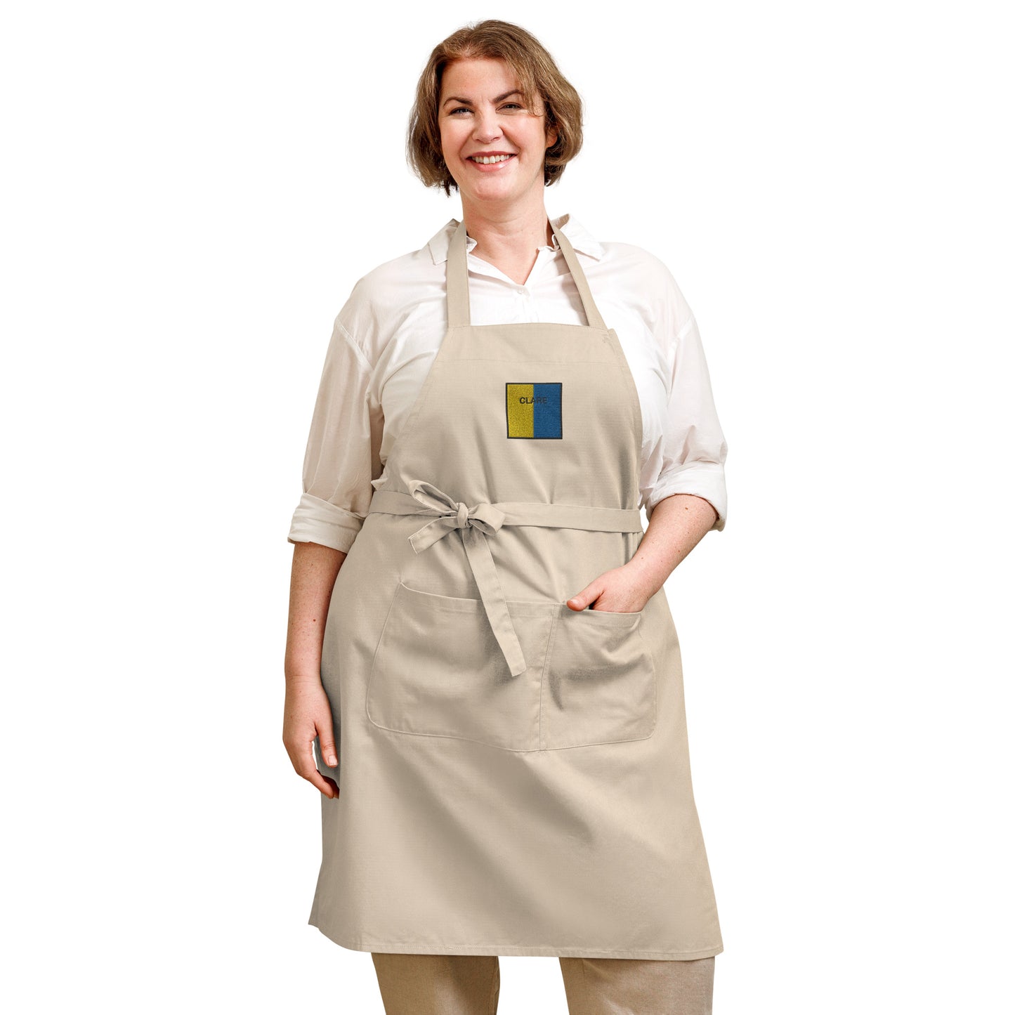 Embroidered Clare Apron - 100% organic cotton - Irish Counties Collection