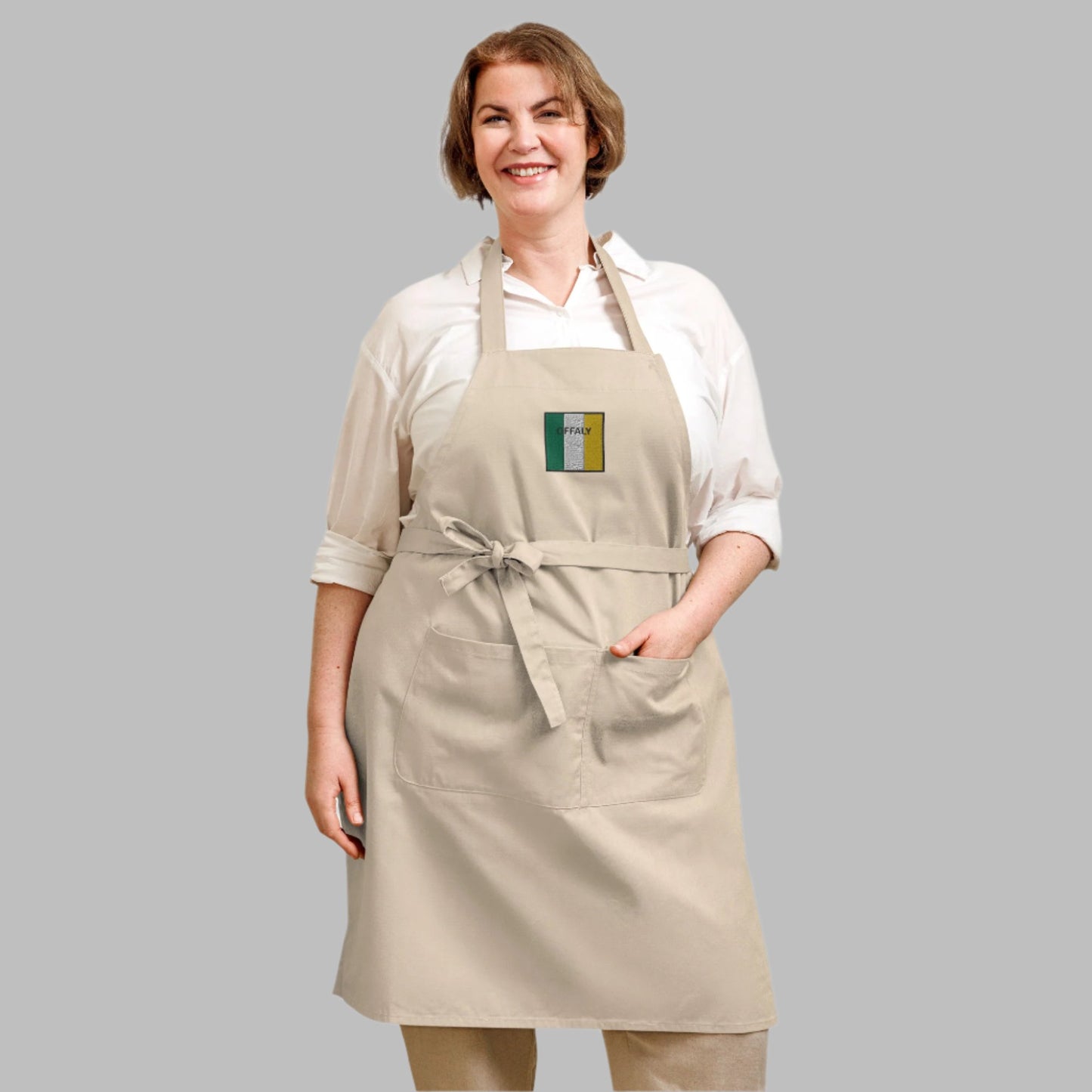 Embroidered Offaly Apron - 100% organic cotton - Irish Counties Collection