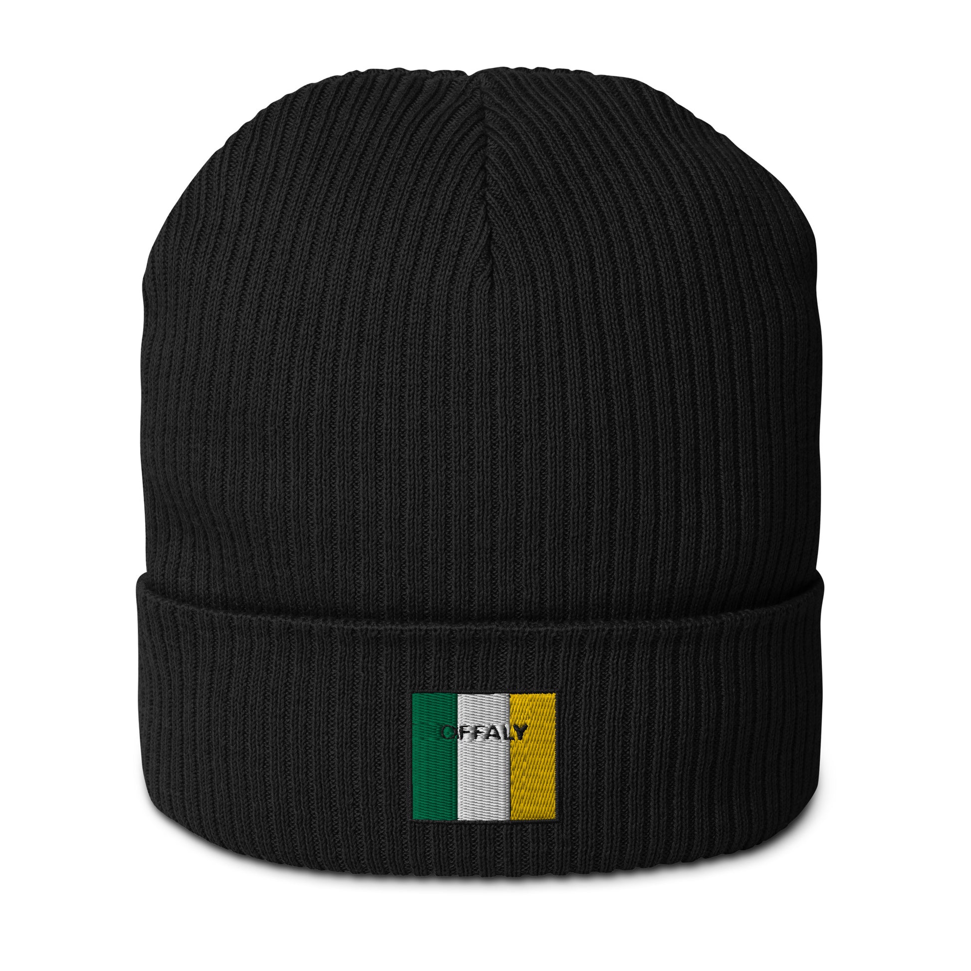 Embroidered Offaly Organic Beanie - 100% organic cotton - Irish Counties Collection