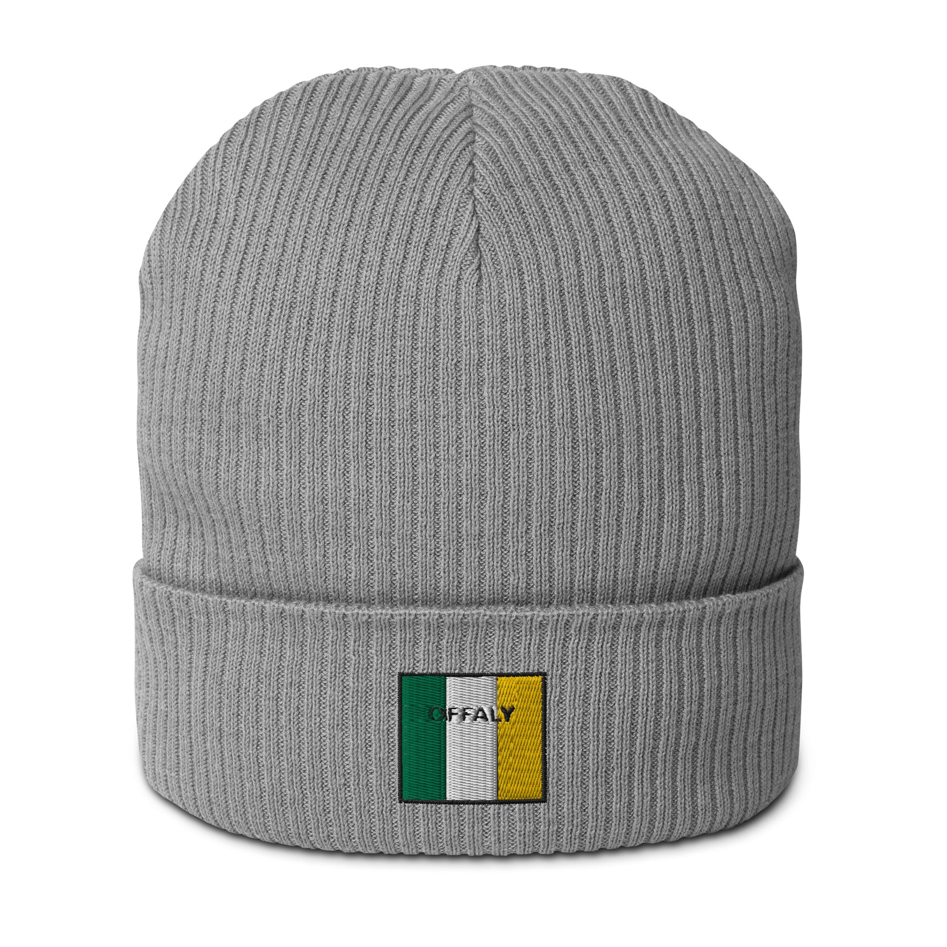 Embroidered Offaly Organic Beanie - 100% organic cotton - Irish Counties Collection