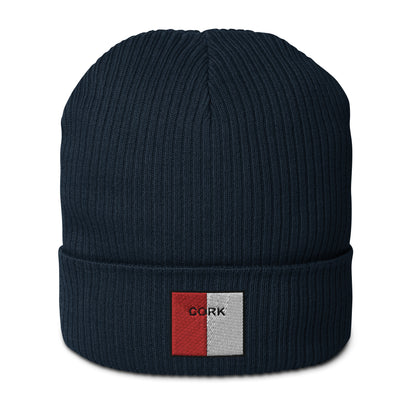 Embroidered Cork Organic Beanie - 100% organic cotton - Irish Counties Collection