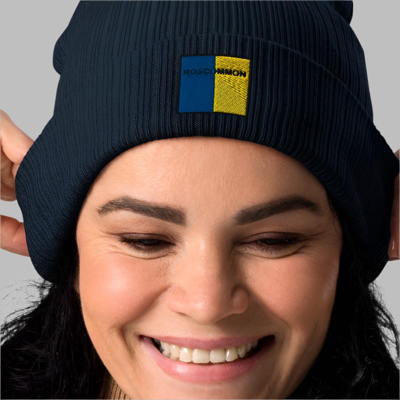 Embroidered Roscommon Organic Beanie - 100% organic cotton - Irish Counties Collection