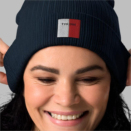 Embroidered Tyrone Organic Beanie - 100% organic cotton - Irish Counties Collection