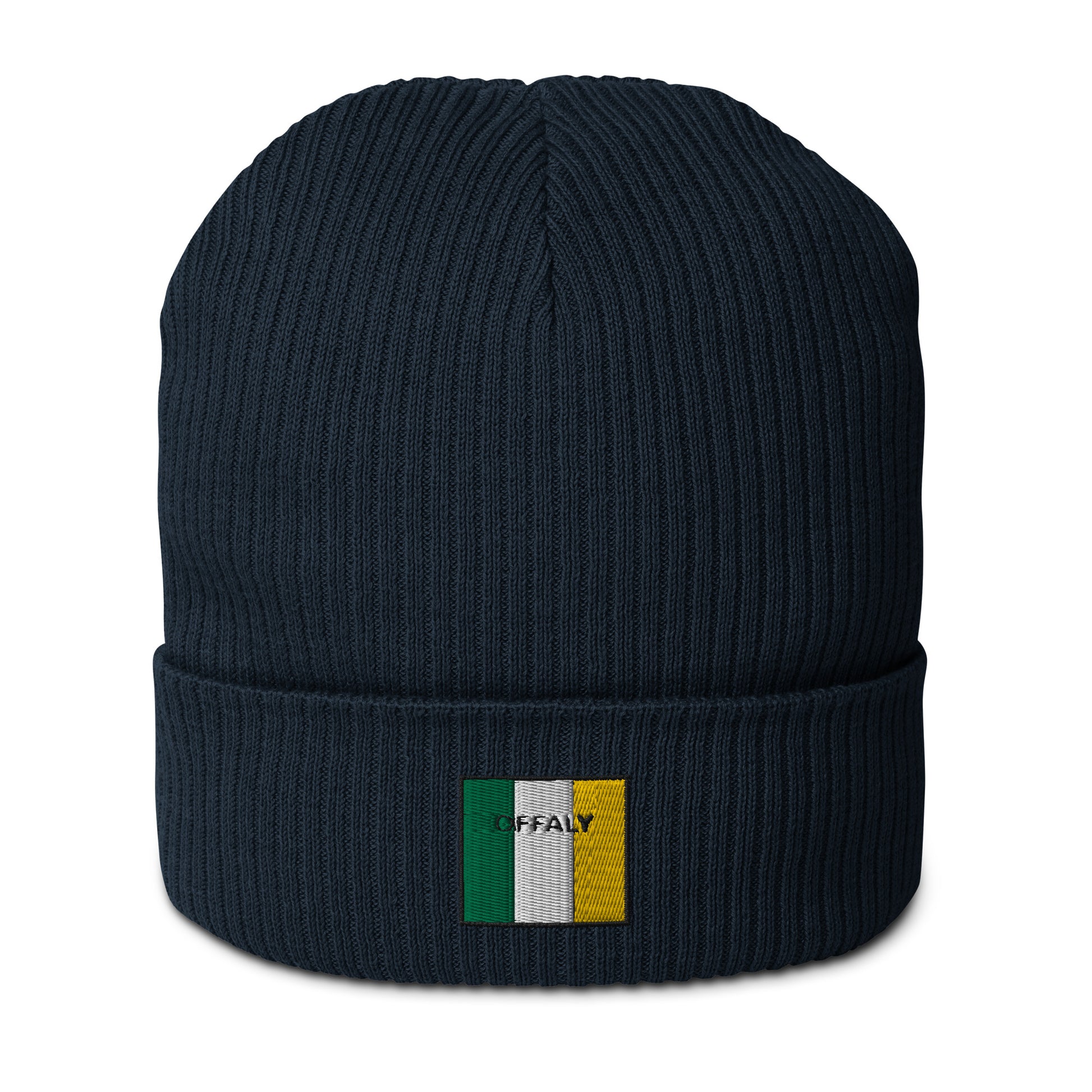 Embroidered Offaly Organic Beanie - 100% organic cotton - Irish Counties Collection