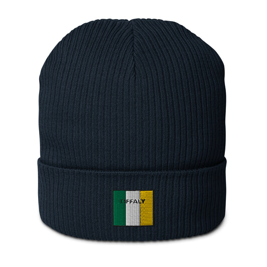 Embroidered Offaly Organic Beanie - 100% organic cotton - Irish Counties Collection