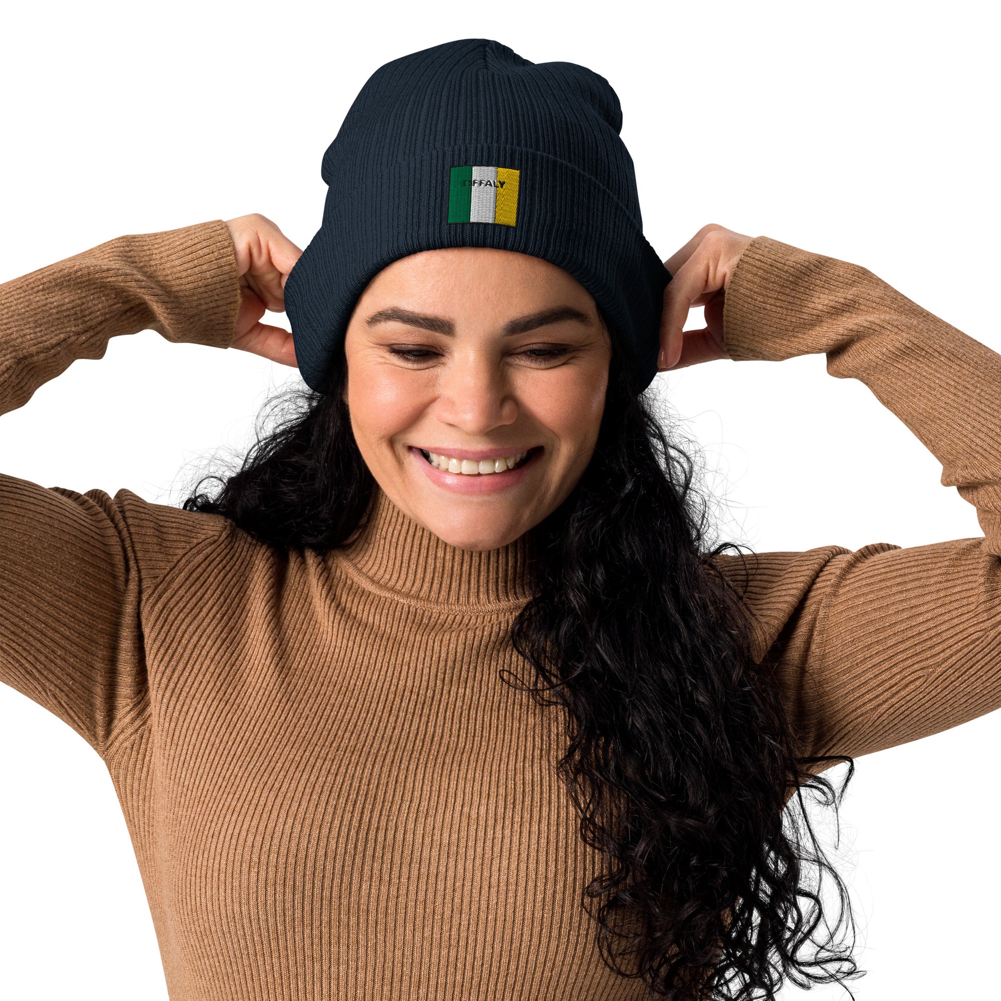 Embroidered Offaly Organic Beanie - 100% organic cotton - Irish Counties Collection