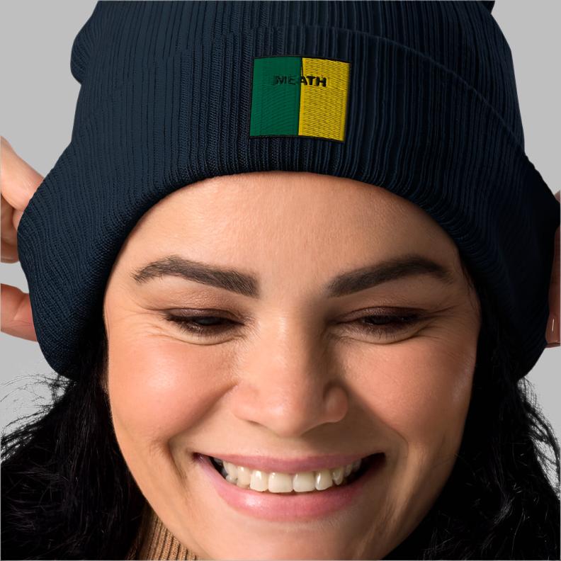 Embroidered Meath Organic Beanie - 100% organic cotton - Irish Counties Collection