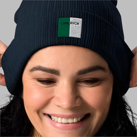 Embroidered Limerick Organic Beanie - 100% organic cotton - Irish Counties Collection