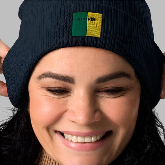 Embroidered Leitrim Organic Beanie Leitrim - 100% organic cotton - Irish Counties Collection