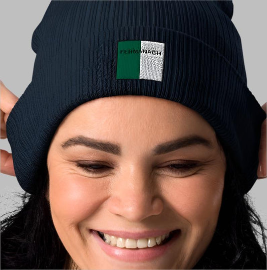 Embroidered Fermanagh Beanie - 100% organic cotton - Irish Counties Collection