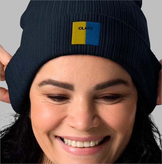 Embroidered Clare Beanie - 100% organic cotton - Irish Counties Collection