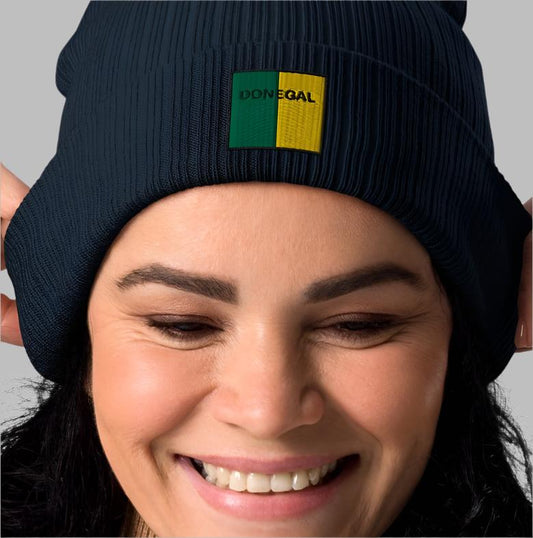 Embroidered Donegal Beanie - 100% organic cotton - Irish Counties Collection