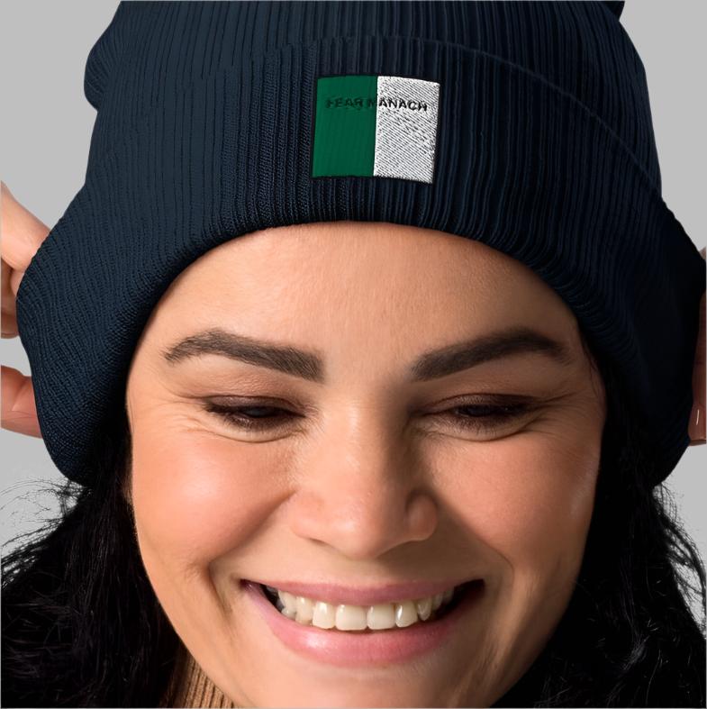 Embroidered Fear Manach Beanie - 100% organic cotton - Irish Counties Collection