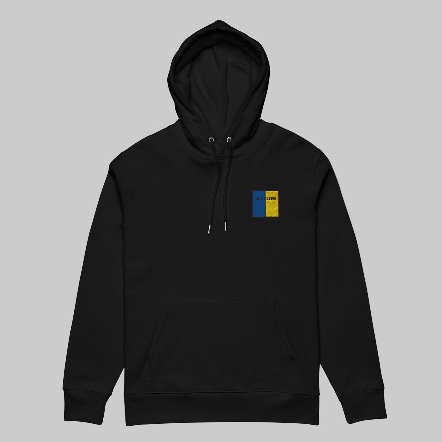 Black hoodie with Wicklow emblem