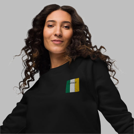 Embroidered Offaly Unisex Organic Sweatshirt - Irish Counties Collection